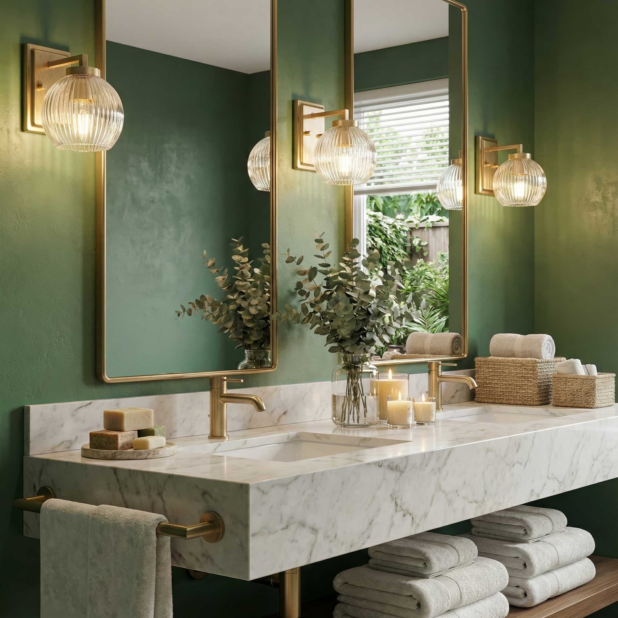 Yep by Golden Lighting Elliott 1-light Vanity in Brushed Champagne Brass and Clear Ribbed Glass - - Golden Lighting