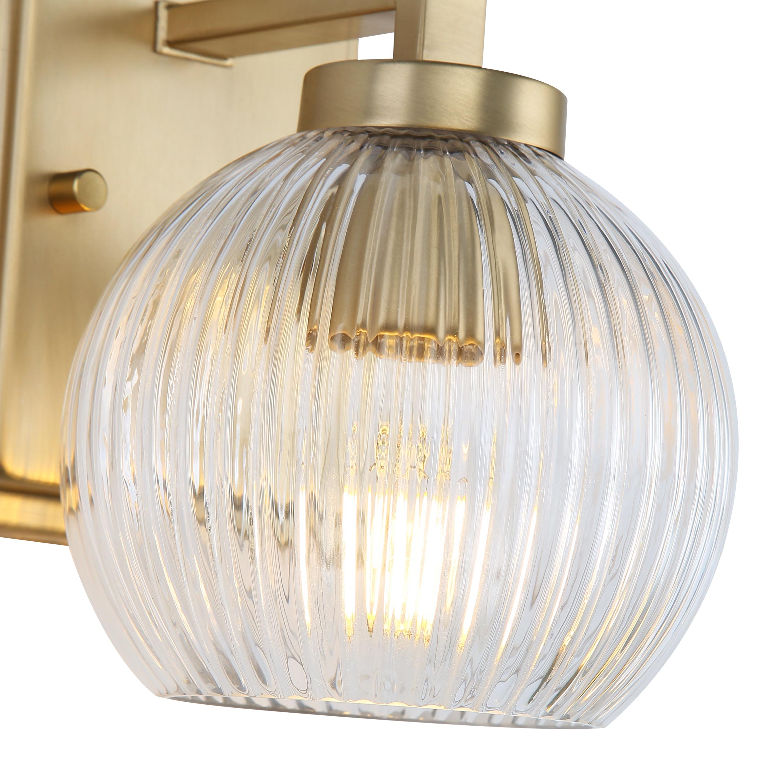 Yep by Golden Lighting Elliott 1-light Vanity in Brushed Champagne Brass and Clear Ribbed Glass - - Golden Lighting