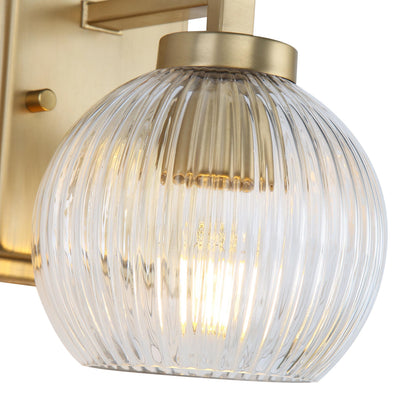 Yep by Golden Lighting Elliott 1-light Vanity in Brushed Champagne Brass and Clear Ribbed Glass - - Golden Lighting
