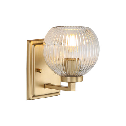 Yep by Golden Lighting Elliott 1-light Vanity in Brushed Champagne Brass and Clear Ribbed Glass - - Golden Lighting