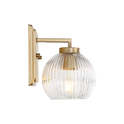 Yep by Golden Lighting Elliott 1-light Vanity in Brushed Champagne Brass and Clear Ribbed Glass - - Golden Lighting