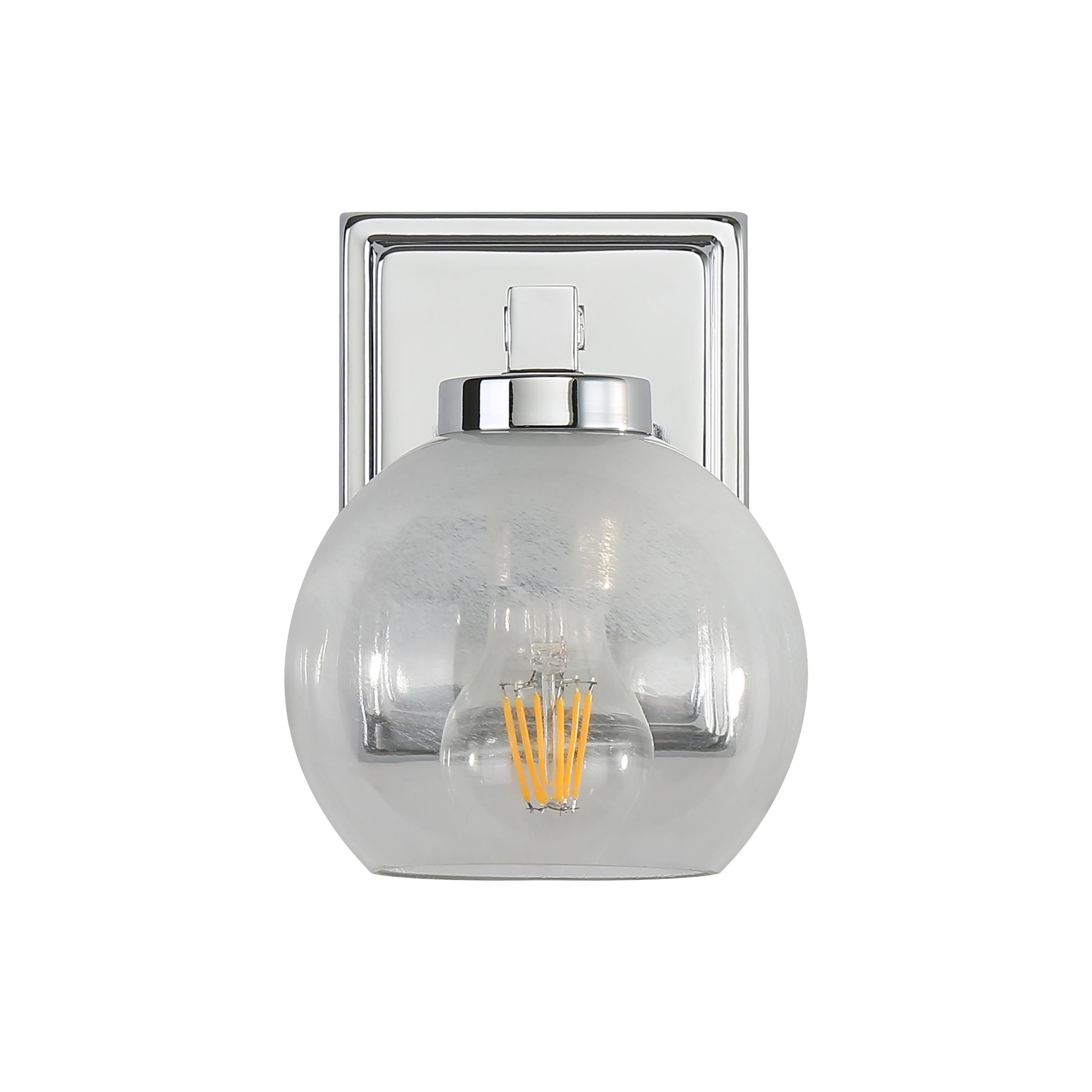 Yep by Golden Lighting Elliott 1-light Vanity in Chrome and Clear Alabaster Glass - - Golden Lighting