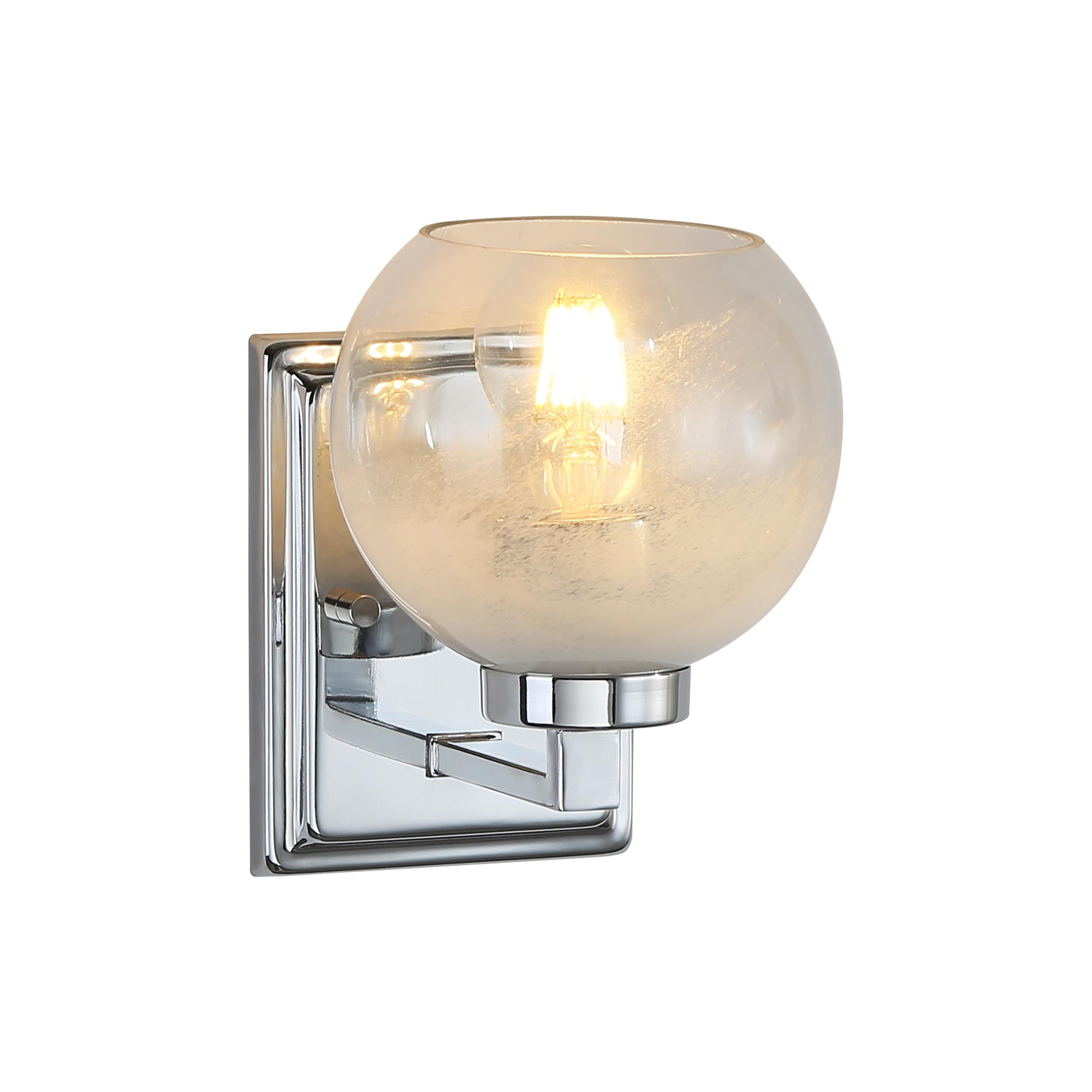 Yep by Golden Lighting Elliott 1-light Vanity in Chrome and Clear Alabaster Glass - - Golden Lighting
