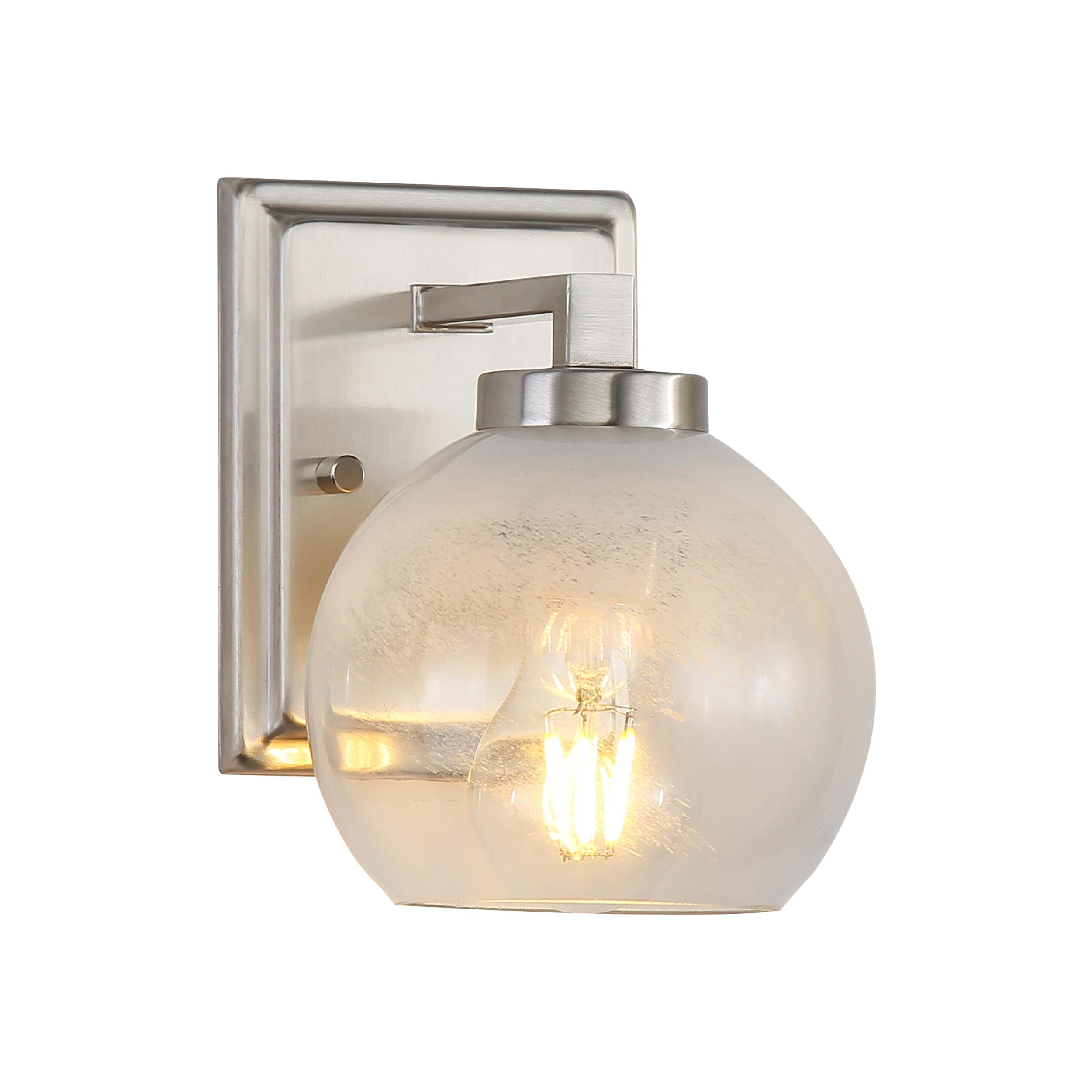 Yep by Golden Lighting Elliott 1-light Vanity in Pewter and Clear Alabaster Glass - - Golden Lighting