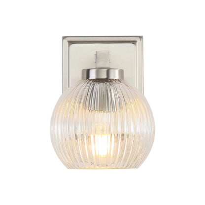 Yep by Golden Lighting Elliott 1-light Vanity in Pewter and Clear Ribbed Glass - - Golden Lighting