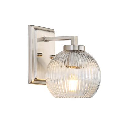 Yep by Golden Lighting Elliott 1-light Vanity in Pewter and Clear Ribbed Glass - - Golden Lighting