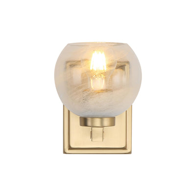 Yep by Golden Lighting Elliott 1-light Vanity in Brushed Champagne Brass and Clear Alabaster Glass - - Golden Lighting