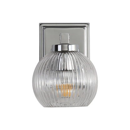 Elliott 1-Light Vanity Light in Chrome with Ribbed Clear Shade - - Golden Lighting