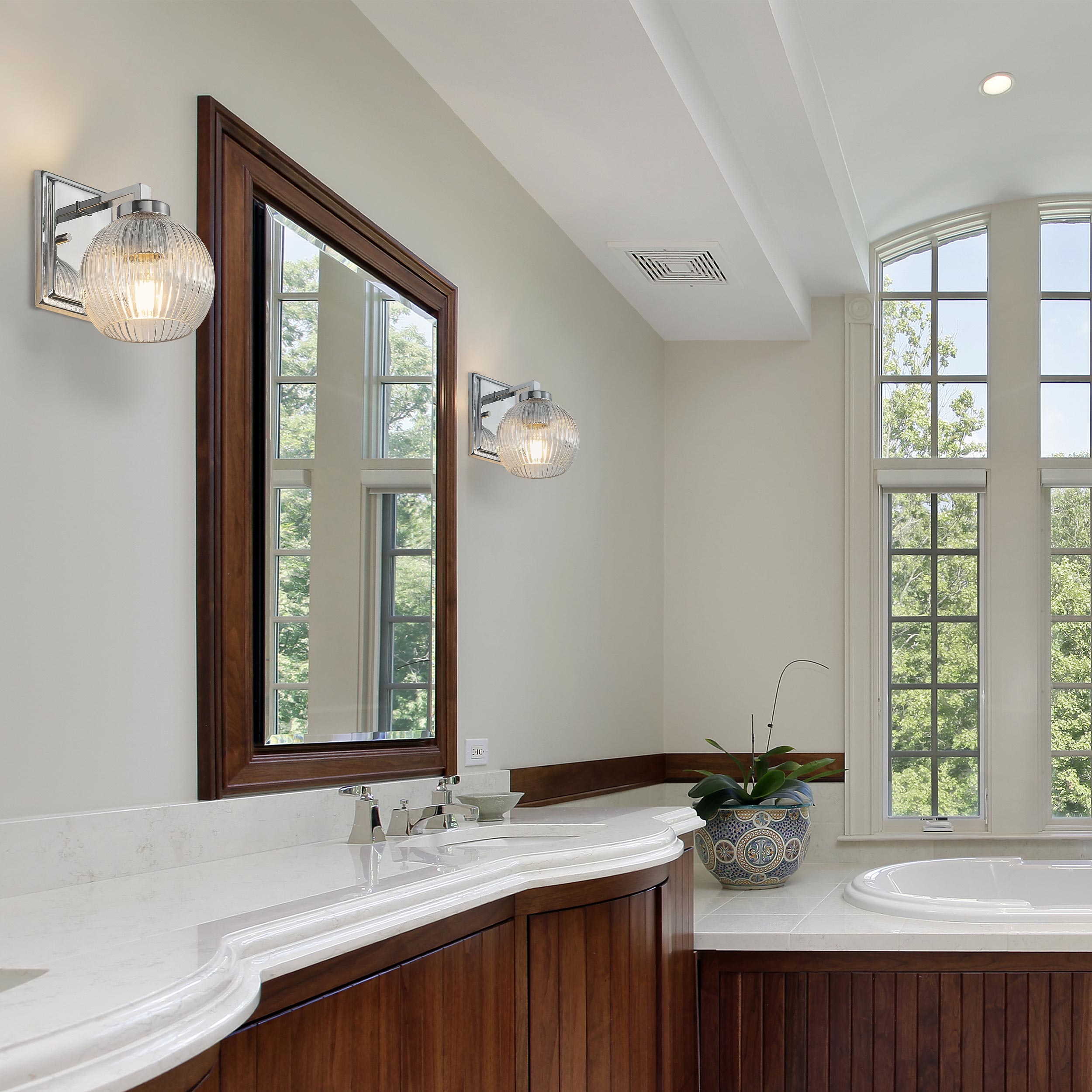 Yep by Golden Lighting Elliott 1-light Vanity in Chrome and Clear Ribbed Glass - Default Title - Golden Lighting