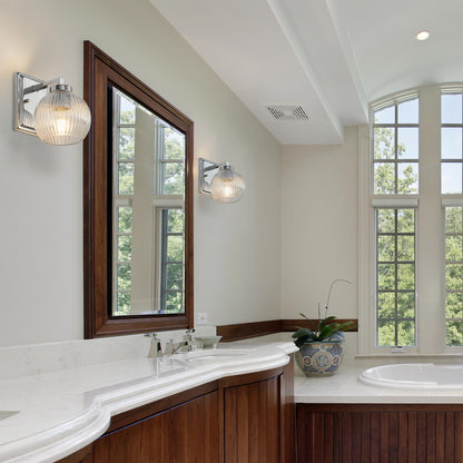 Yep by Golden Lighting Elliott 1-light Vanity in Chrome and Clear Ribbed Glass - Default Title - Golden Lighting