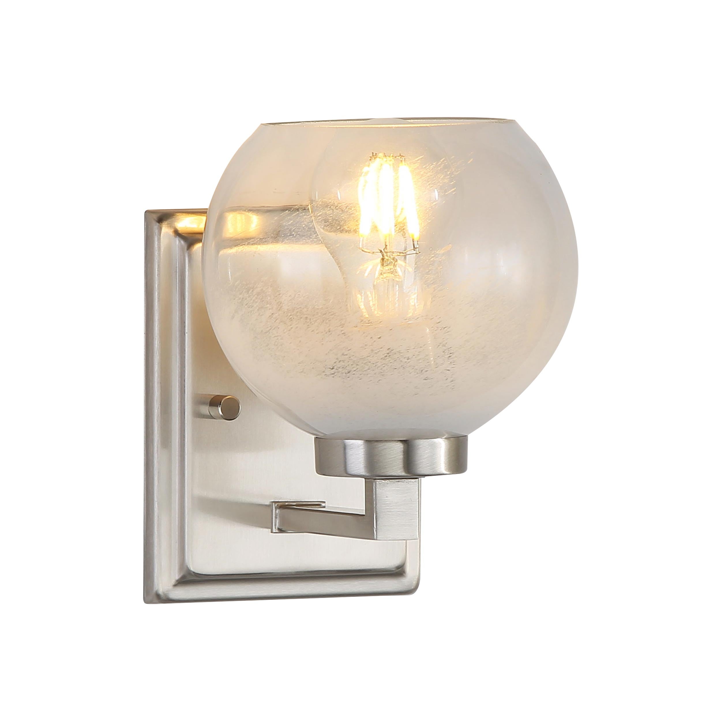 Yep by Golden Lighting Elliott 1-light Vanity in Pewter and Clear Alabaster Glass