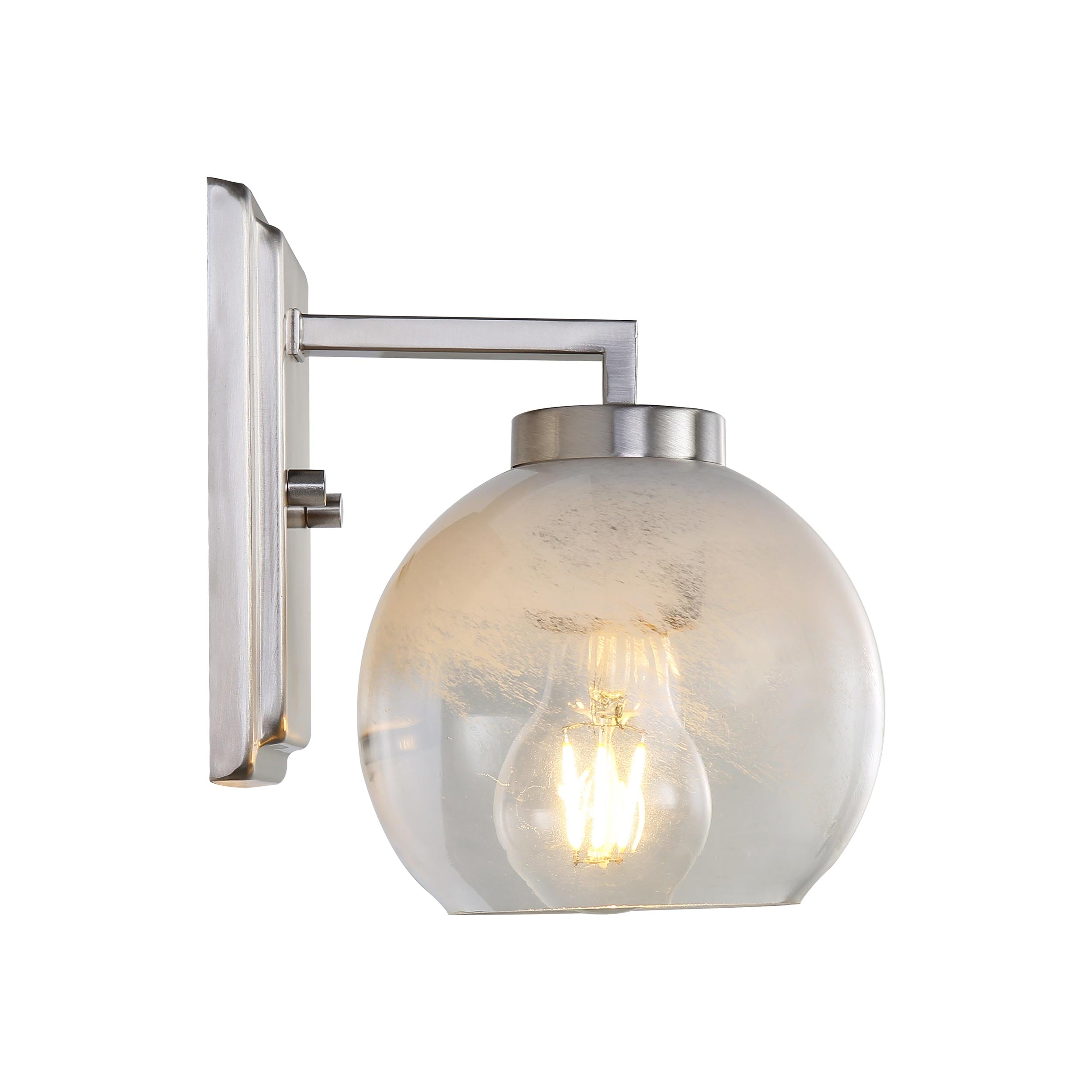 Yep by Golden Lighting Elliott 1-light Vanity in Pewter and Clear Alabaster Glass