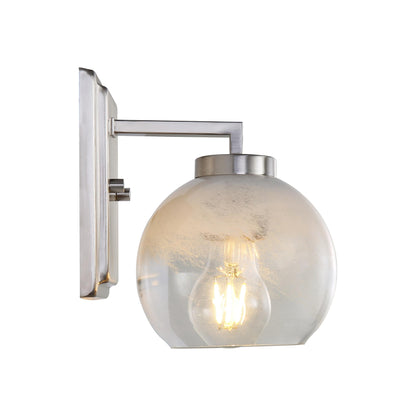 Yep by Golden Lighting Elliott 1-light Vanity in Pewter and Clear Alabaster Glass