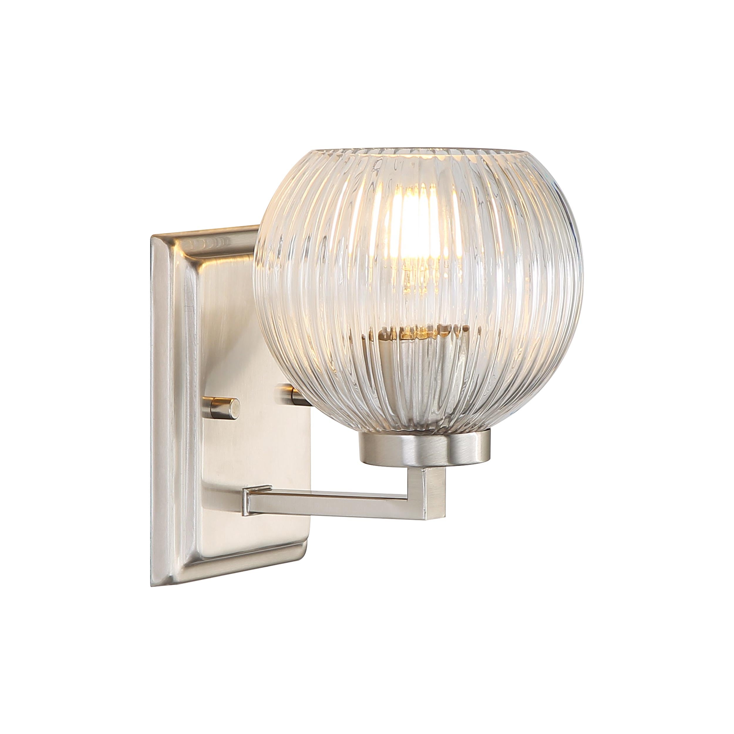 Yep by Golden Lighting Elliott 1-light Vanity in Pewter and Clear Ribbed Glass