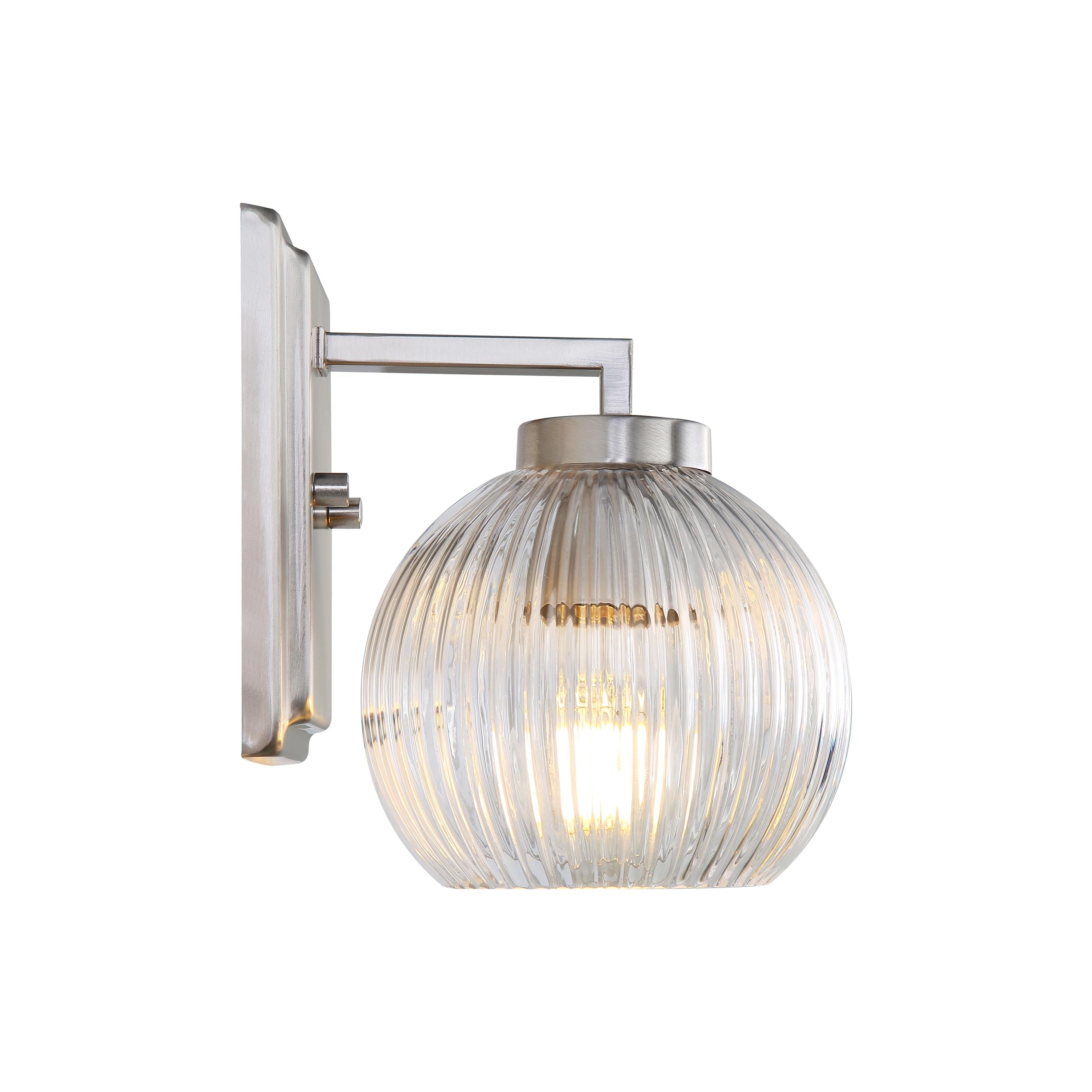 Yep by Golden Lighting Elliott 1-light Vanity in Pewter and Clear Ribbed Glass