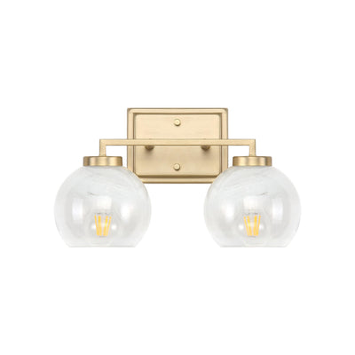 Yep by Golden Lighting Elliott 2-light Vanity in Brushed Champagne Brass and Clear Alabaster Glass - - Golden Lighting