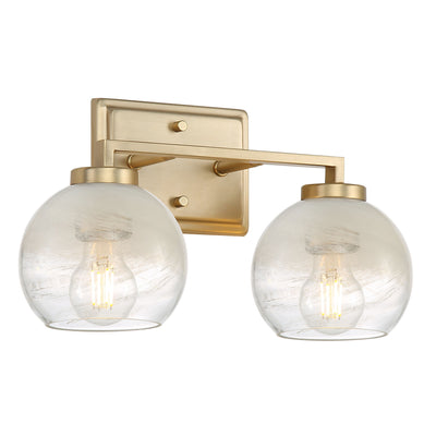 Yep by Golden Lighting Elliott 2-light Vanity in Brushed Champagne Brass and Clear Alabaster Glass - - Golden Lighting