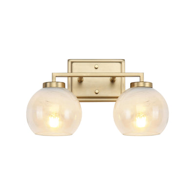 Yep by Golden Lighting Elliott 2-light Vanity in Brushed Champagne Brass and Clear Alabaster Glass - - Golden Lighting