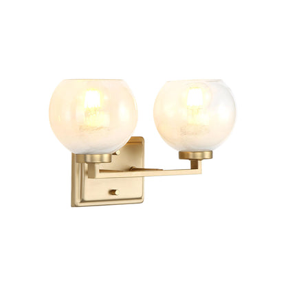 Yep by Golden Lighting Elliott 2-light Vanity in Brushed Champagne Brass and Clear Alabaster Glass - - Golden Lighting