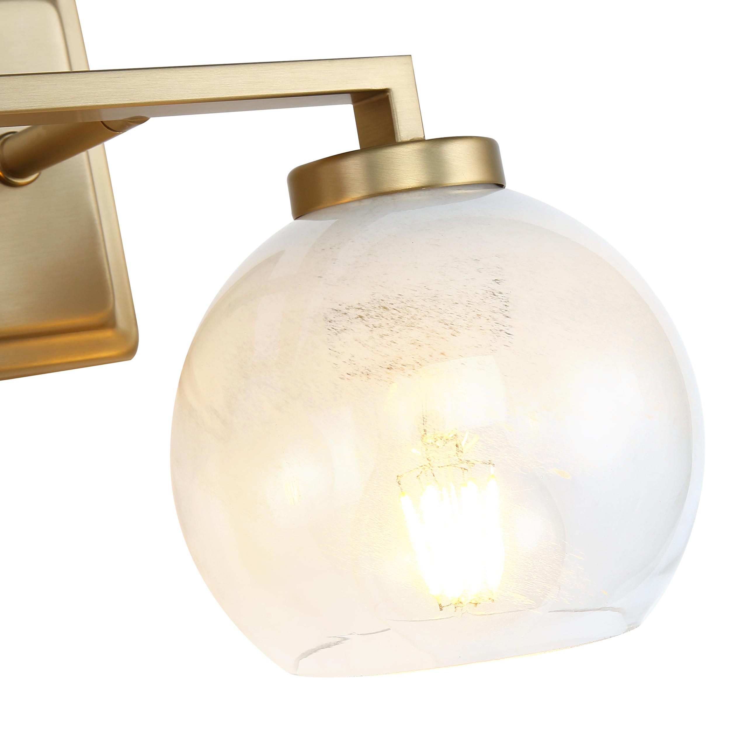 Yep by Golden Lighting Elliott 2-light Vanity in Brushed Champagne Brass and Clear Alabaster Glass - - Golden Lighting