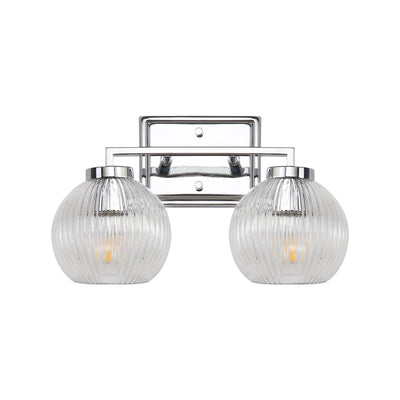 Yep by Golden Lighting Elliott 2-light Vanity in Chrome and Clear Ribbed Glass - - Golden Lighting