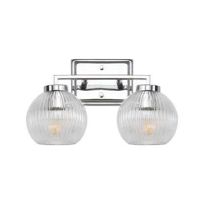 Yep by Golden Lighting Elliott 2-light Vanity in Chrome and Clear Ribbed Glass - - Golden Lighting