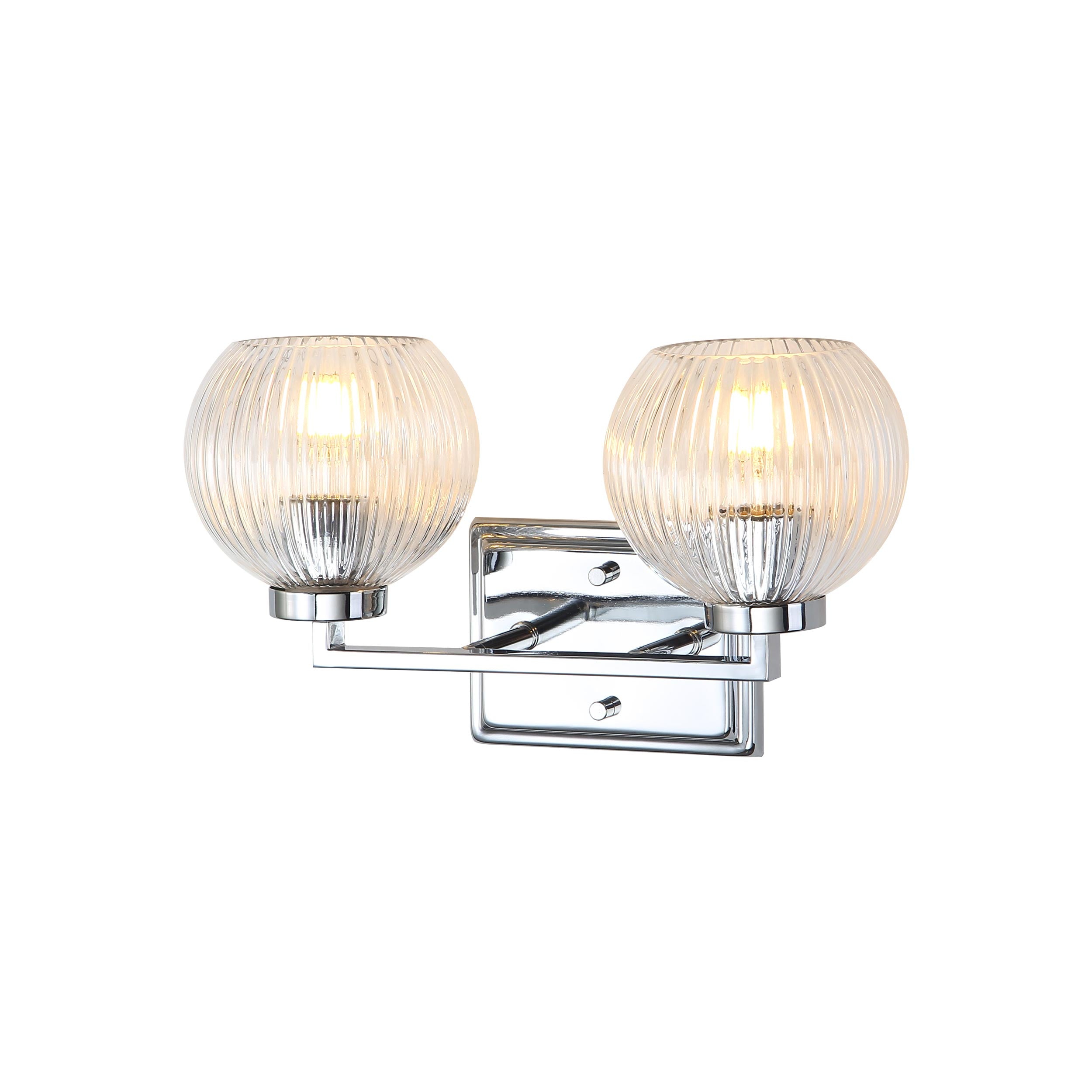 Yep by Golden Lighting Elliott 2-light Vanity in Chrome and Clear Ribbed Glass - - Golden Lighting