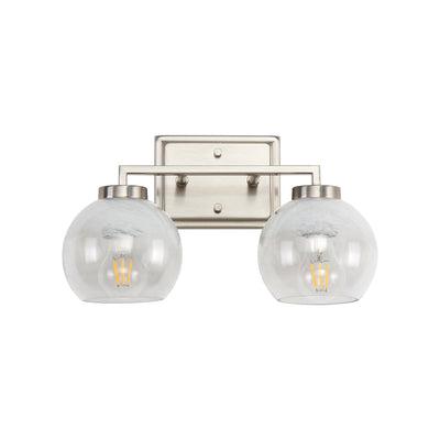 Yep by Golden Lighting Elliott 2-light Vanity in Pewter and Clear Alabaster Glass - - Golden Lighting