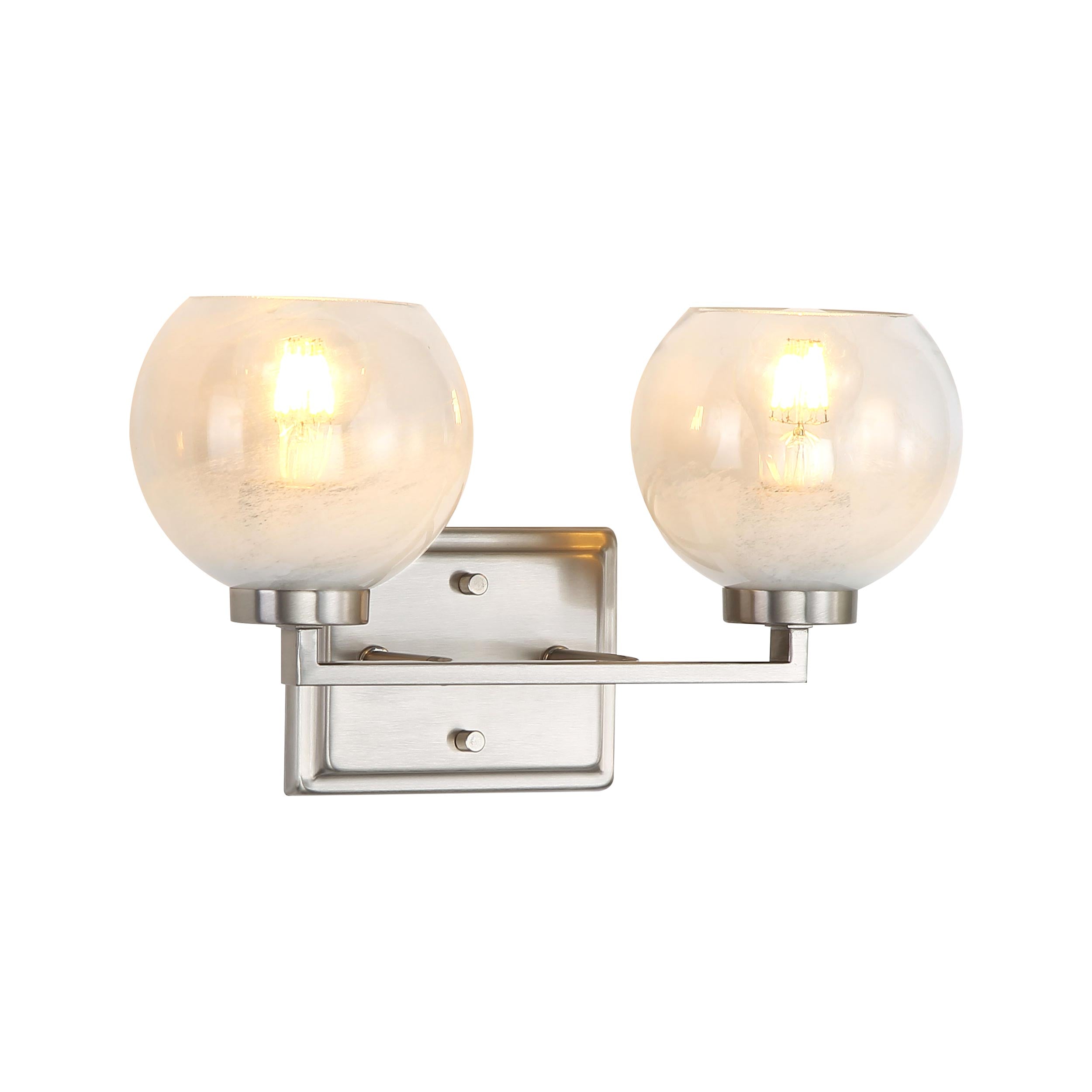 Yep by Golden Lighting Elliott 2-light Vanity in Pewter and Clear Alabaster Glass - - Golden Lighting