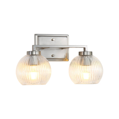 Yep by Golden Lighting Elliott 2-light Vanity in Pewter and Clear Ribbed Glass - - Golden Lighting