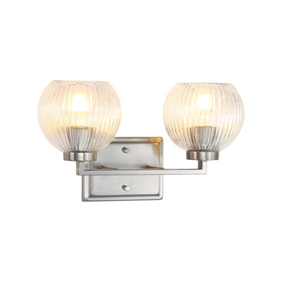 Yep by Golden Lighting Elliott 2-light Vanity in Pewter and Clear Ribbed Glass - - Golden Lighting