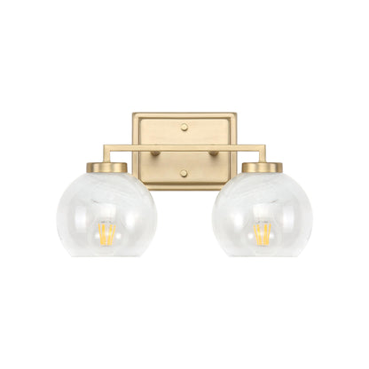 Elliott 2-Light Vanity Light in Brushed Champagne Bronze with Alabaster Shade - - Golden Lighting