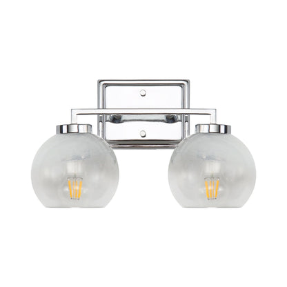 Elliott 2-Light Vanity Light in Chrome with Alabaster Shade - - Golden Lighting