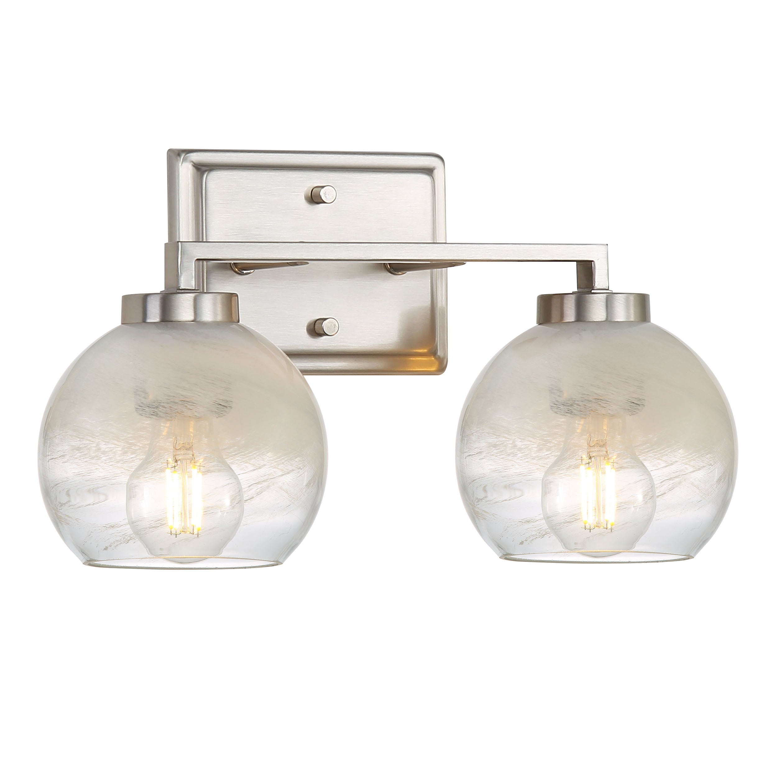 Yep by Golden Lighting Elliott 2-light Vanity in Pewter and Clear Alabaster Glass - - Golden Lighting