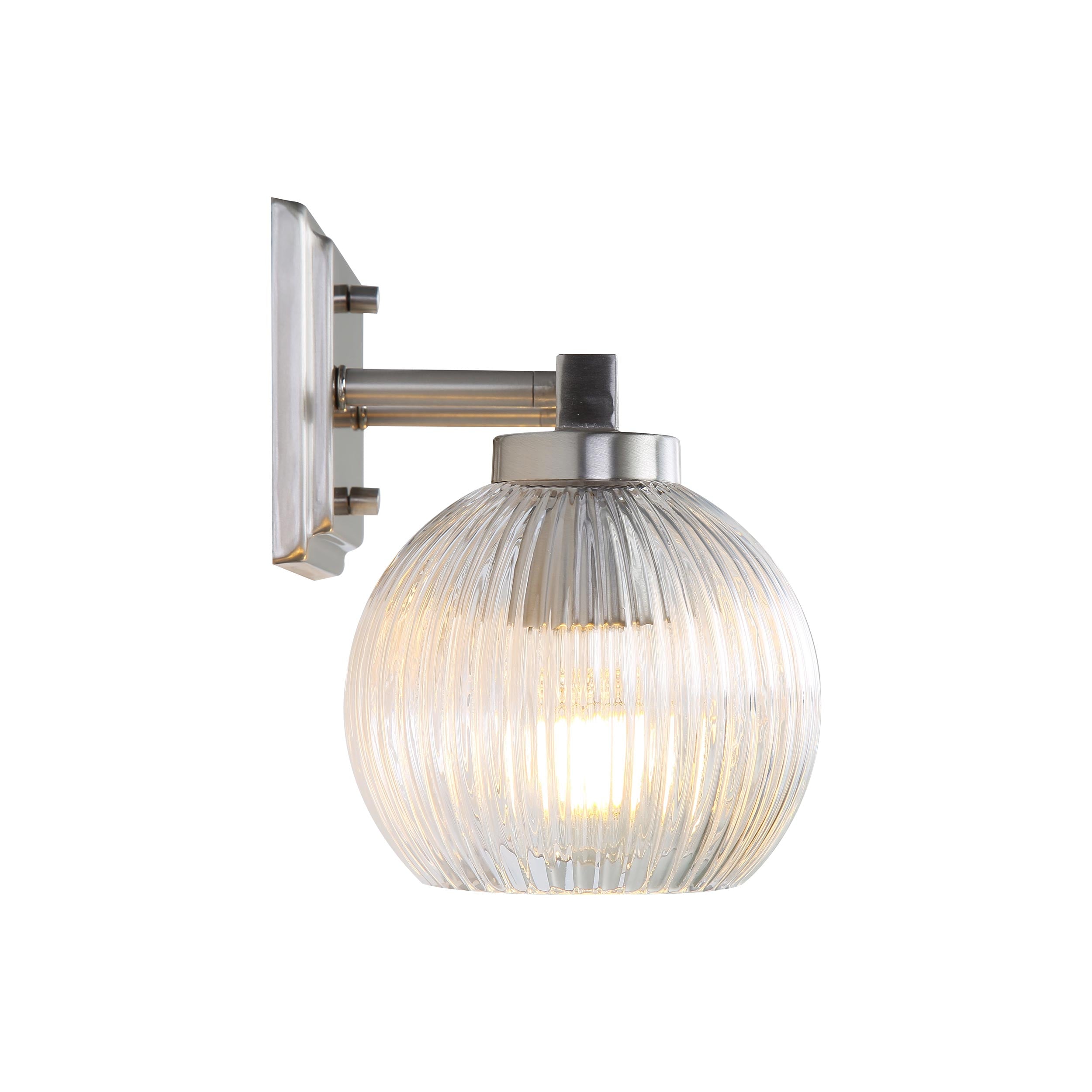 Yep by Golden Lighting Elliott 2-light Vanity in Pewter and Clear Ribbed Glass