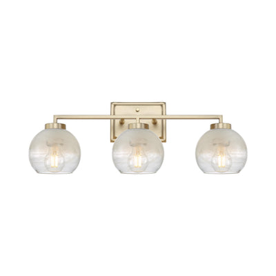 Yep by Golden Lighting Elliott 3-light Vanity in Brushed Champagne Brass and Clear Alabaster Glass - - Golden Lighting
