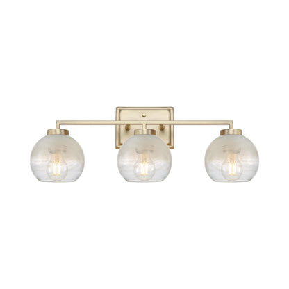 Yep by Golden Lighting Elliott 3-light Vanity in Brushed Champagne Brass and Clear Alabaster Glass - - Golden Lighting