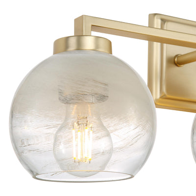 Yep by Golden Lighting Elliott 3-light Vanity in Brushed Champagne Brass and Clear Alabaster Glass - - Golden Lighting
