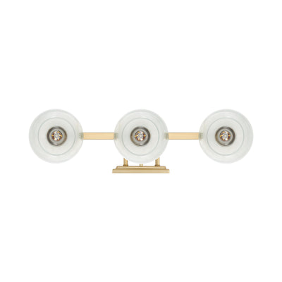 Yep by Golden Lighting Elliott 3-light Vanity in Brushed Champagne Brass and Clear Alabaster Glass - - Golden Lighting