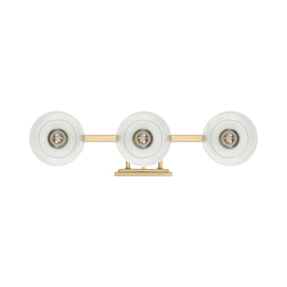 Yep by Golden Lighting Elliott 3-light Vanity in Brushed Champagne Brass and Clear Alabaster Glass - - Golden Lighting