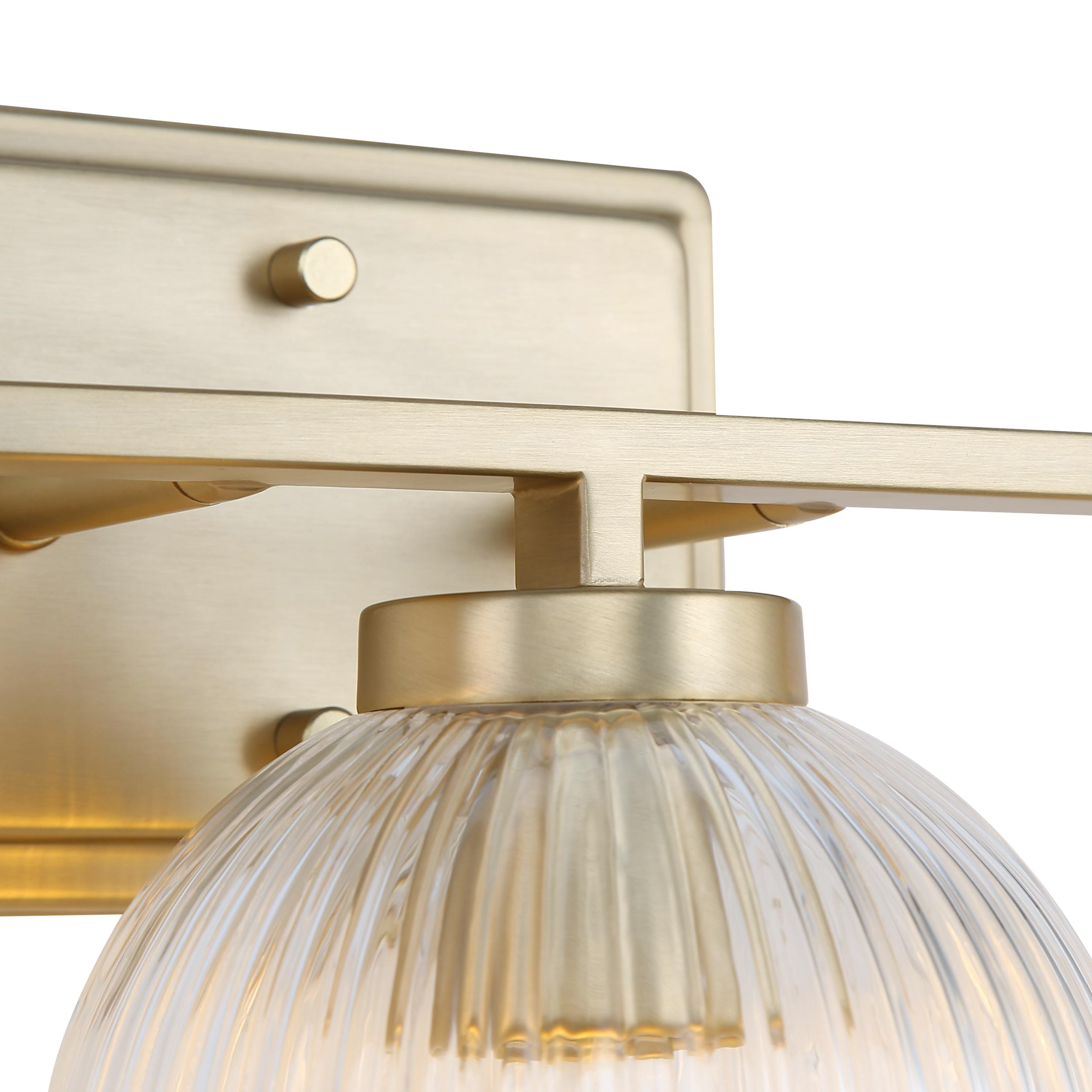Yep by Golden Lighting Elliott 3-light Vanity in Brushed Champagne Brass and Clear Ribbed Glass - - Golden Lighting