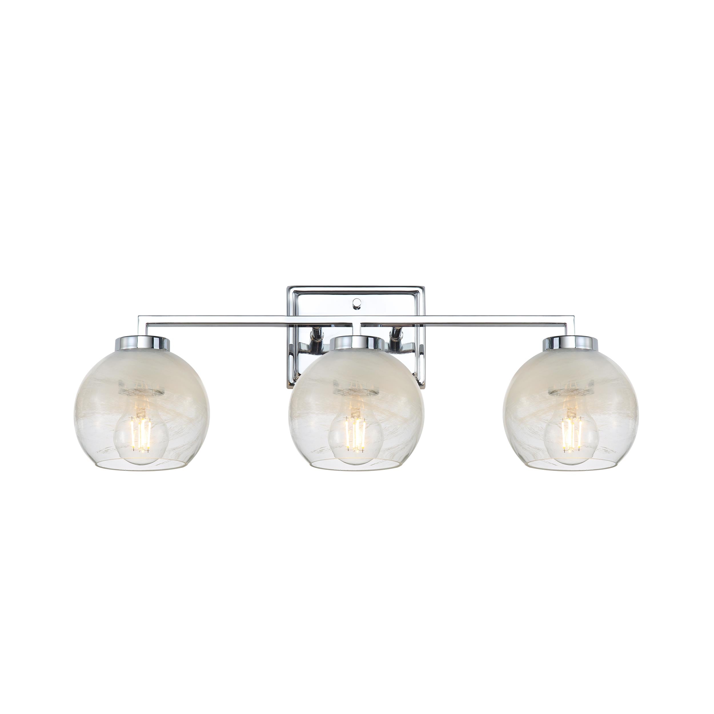 Yep by Golden Lighting Elliott 3-light Vanity in Chrome and Clear Alabaster Glass - - Golden Lighting