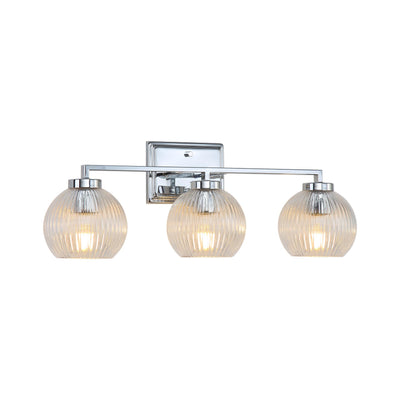 Yep by Golden Lighting Elliott 3-light Vanity in Chrome and Clear Ribbed Glass - - Golden Lighting