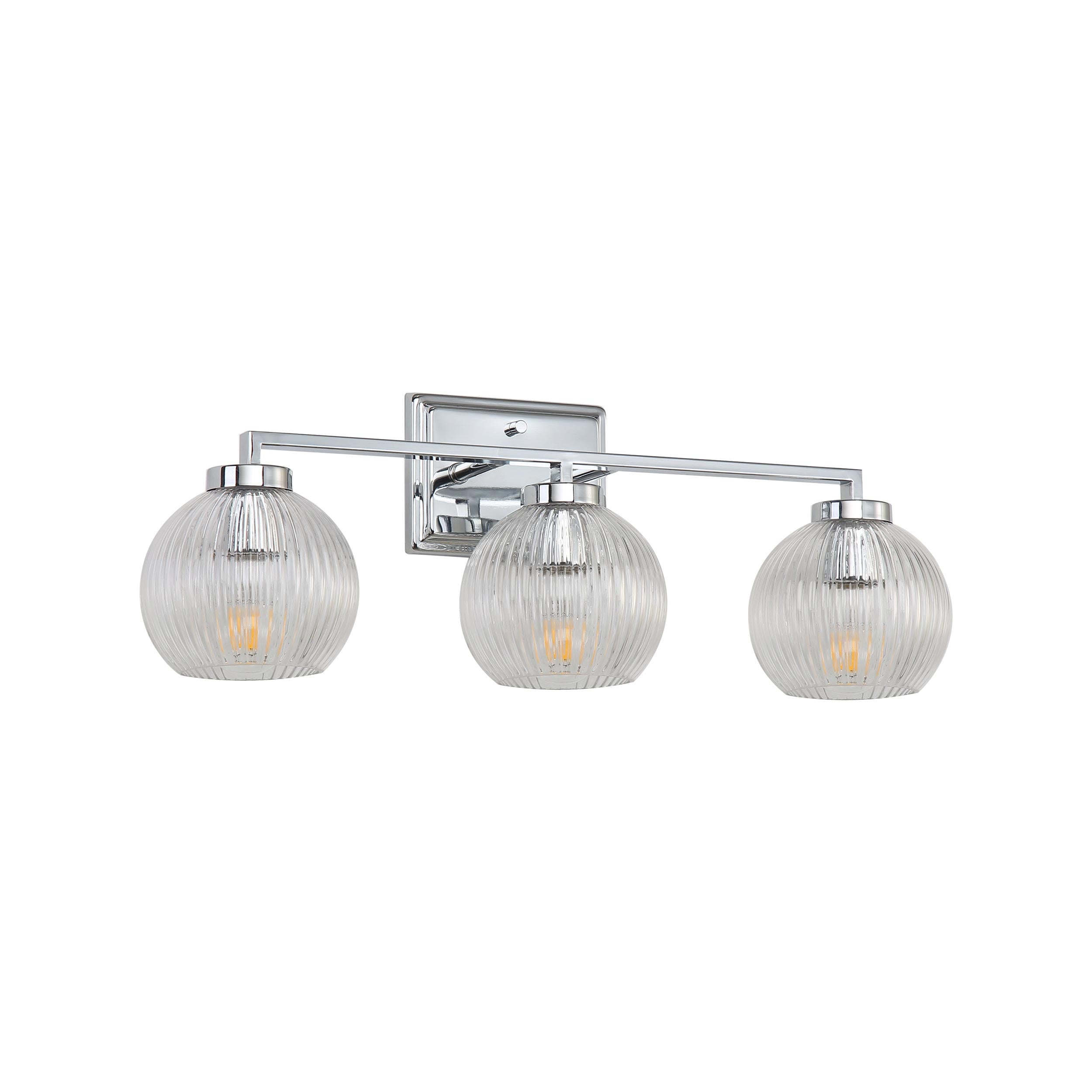 Yep by Golden Lighting Elliott 3-light Vanity in Chrome and Clear Ribbed Glass - - Golden Lighting