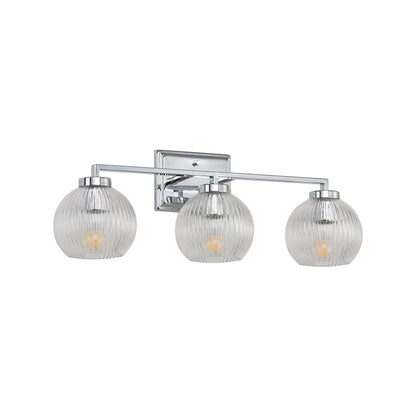 Yep by Golden Lighting Elliott 3-light Vanity in Chrome and Clear Ribbed Glass - - Golden Lighting