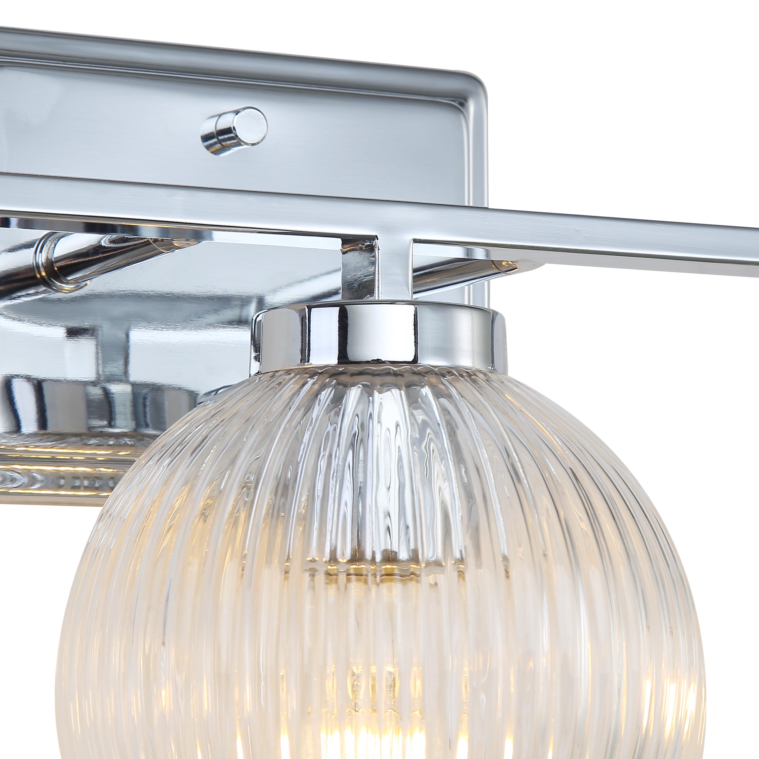 Yep by Golden Lighting Elliott 3-light Vanity in Chrome and Clear Ribbed Glass - - Golden Lighting