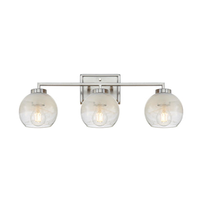 Yep by Golden Lighting Elliott 3-light Vanity in Pewter and Clear Alabaster Glass - - Golden Lighting
