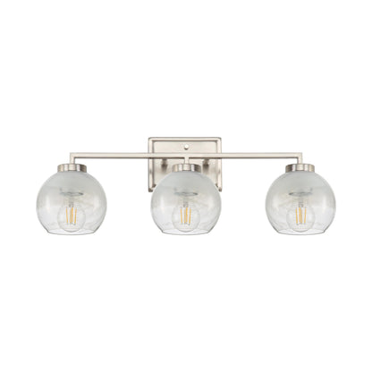 Yep by Golden Lighting Elliott 3-light Vanity in Pewter and Clear Alabaster Glass - - Golden Lighting