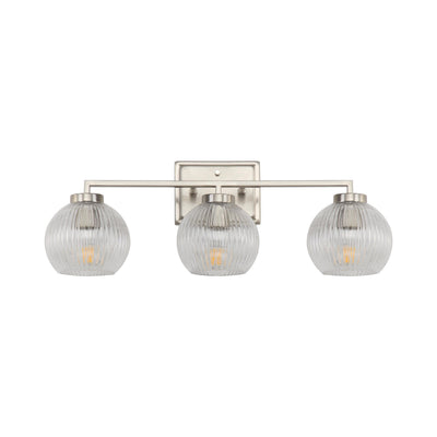 Yep by Golden Lighting Elliott 3-light Vanity in Pewter and Clear Ribbed Glass - - Golden Lighting