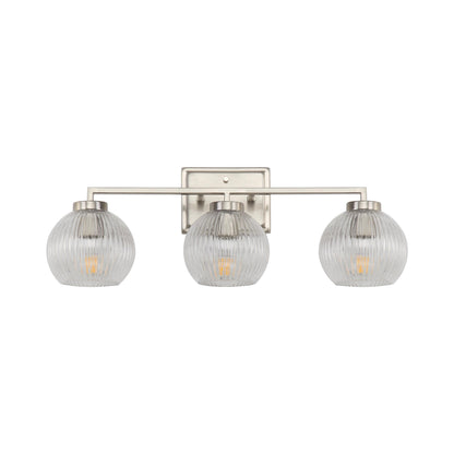 Yep by Golden Lighting Elliott 3-light Vanity in Pewter and Clear Ribbed Glass - - Golden Lighting